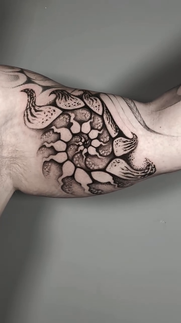 Tattoo by @fineartunbound — geometric, dotwork