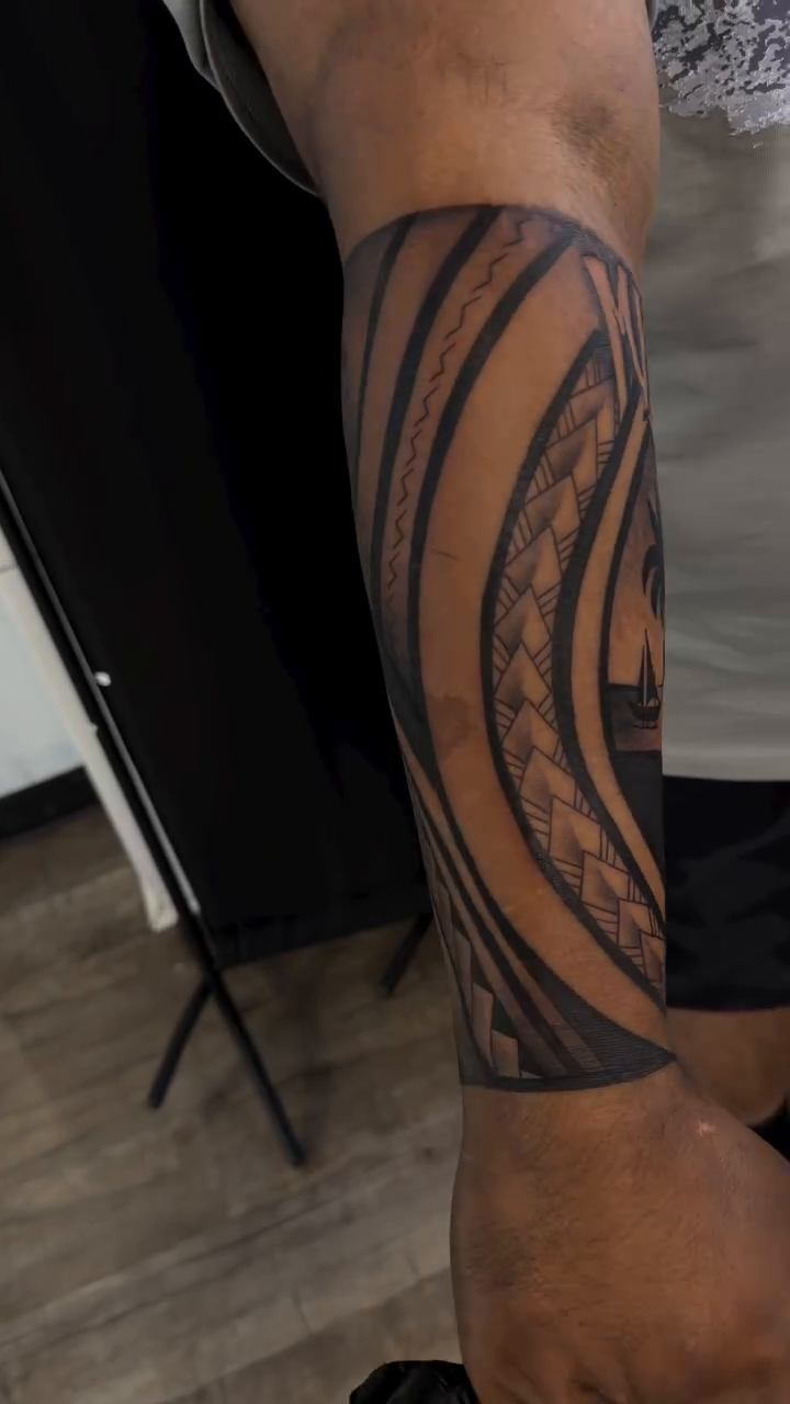 Tattoo by @chinotheinkman — tribal, black_and_grey
