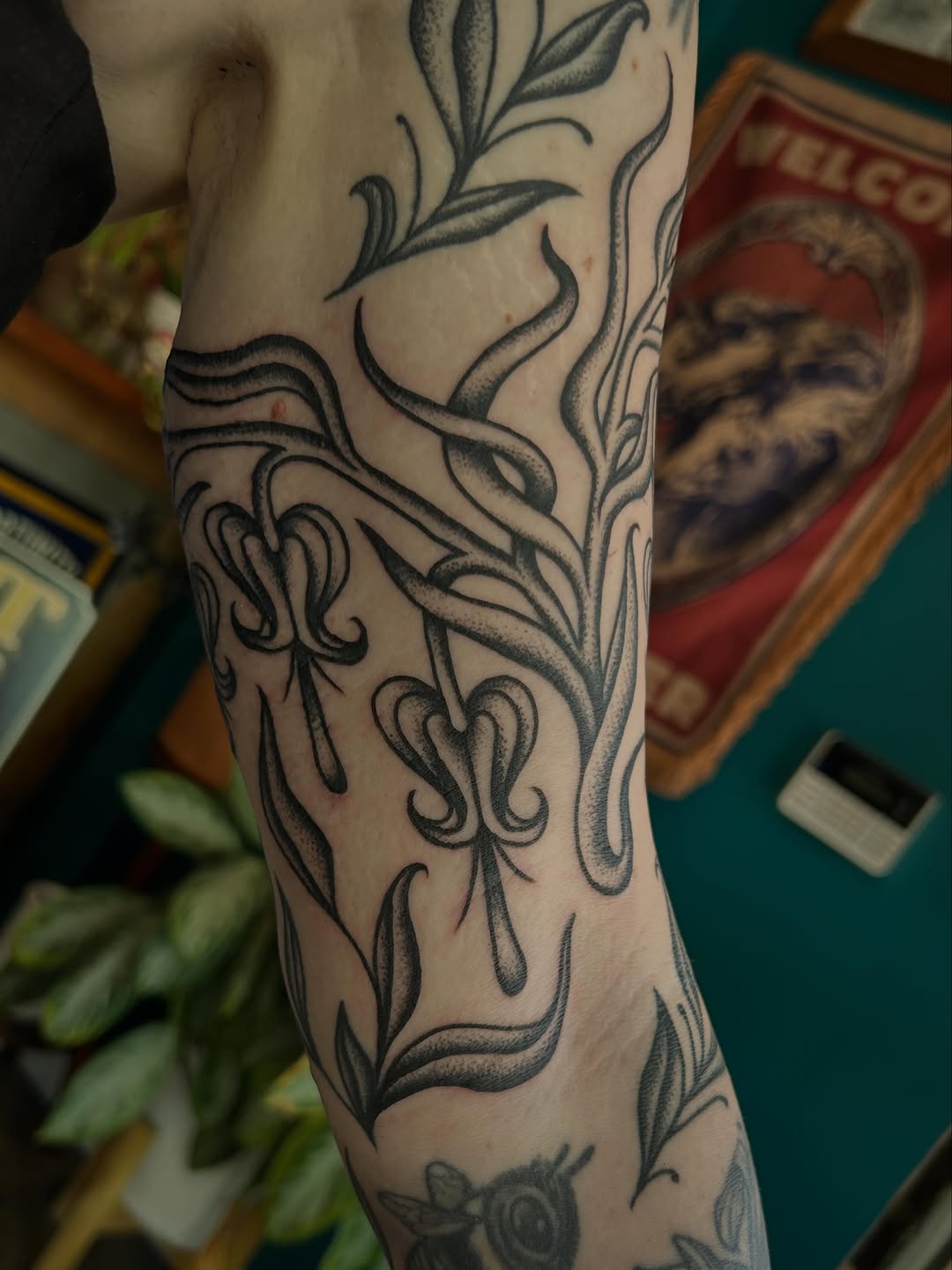 Tattoo by @morganmtattoo — dotwork, black_and_grey