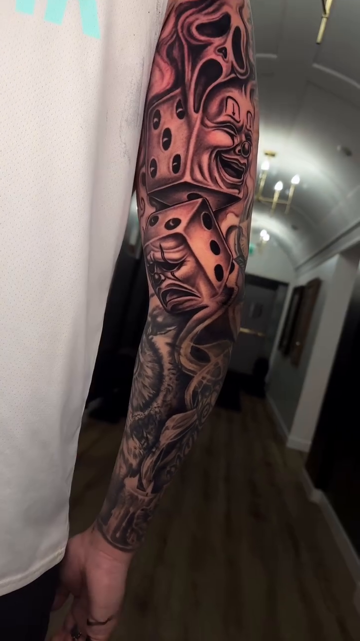 Tattoo by @mkv.ink — illustrative, black_and_grey