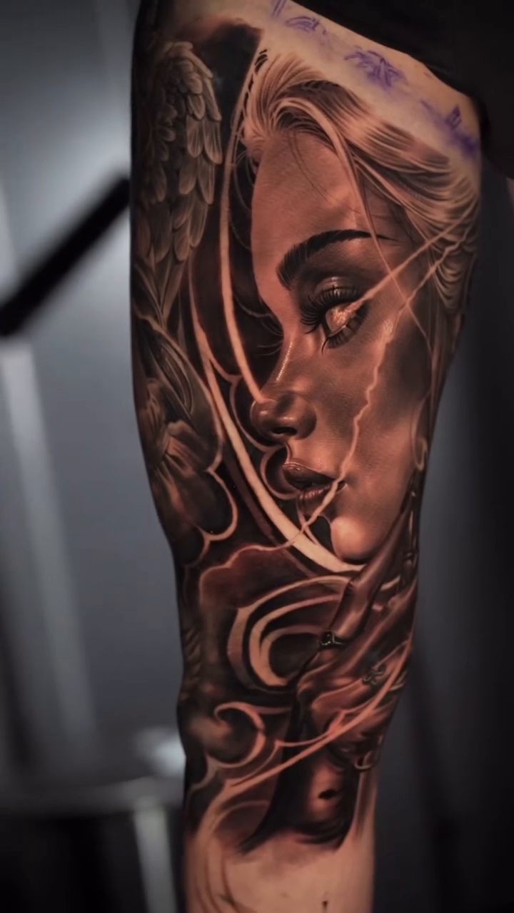 Tattoo by @tattoosbychino โ realism, black_and_grey