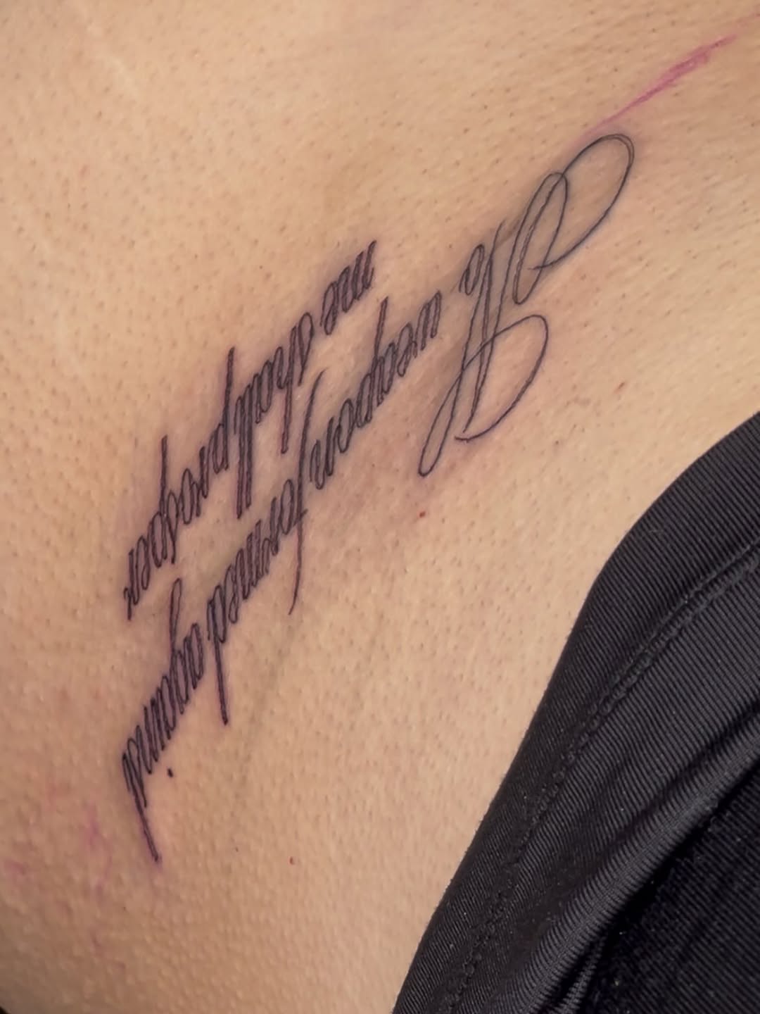 Tattoo by @jusan.tattoos β lettering_script, fine_line