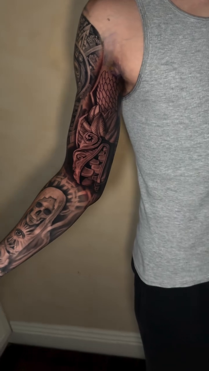 Tattoo by @isaac_occultart β realism, black_and_grey
