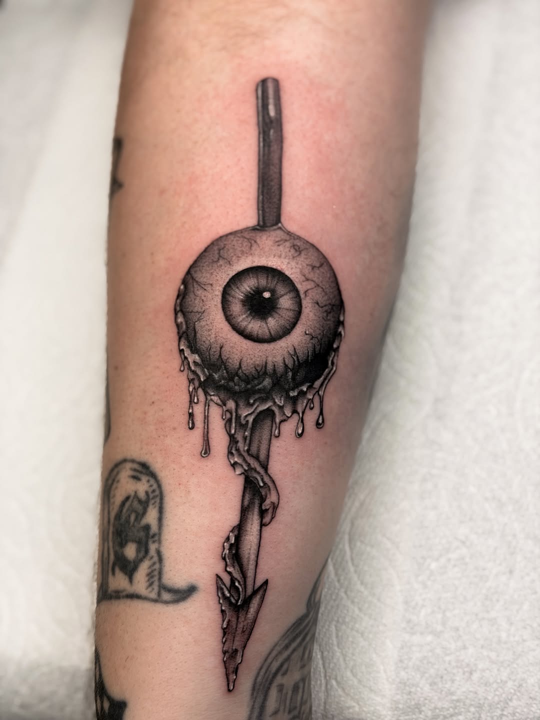 Tattoo by @inkmonic — dark_realism, black_and_grey