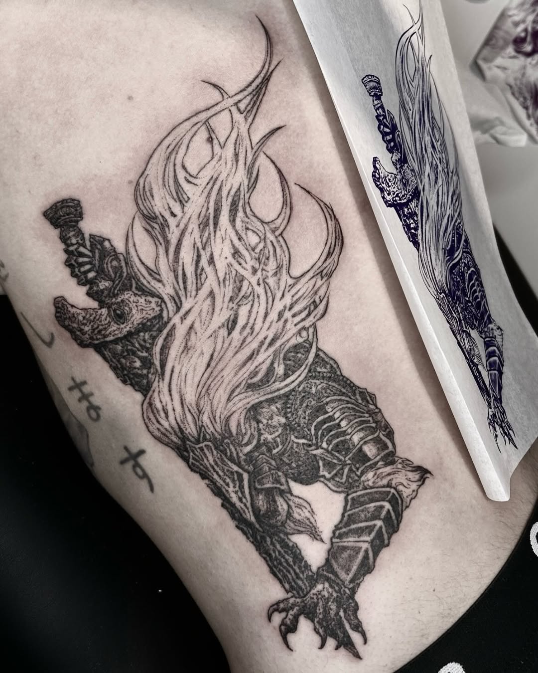 Tattoo by @la13va_tear โ blackwork, illustrative
