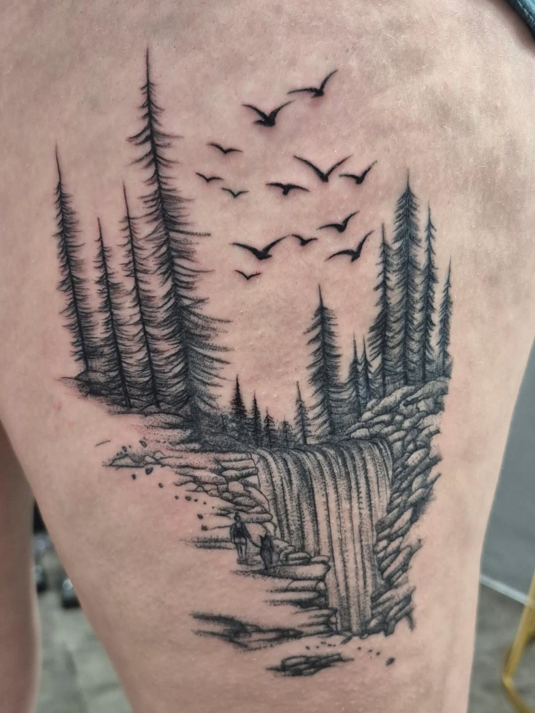 Tattoo by @_tc.ink — illustrative, dotwork