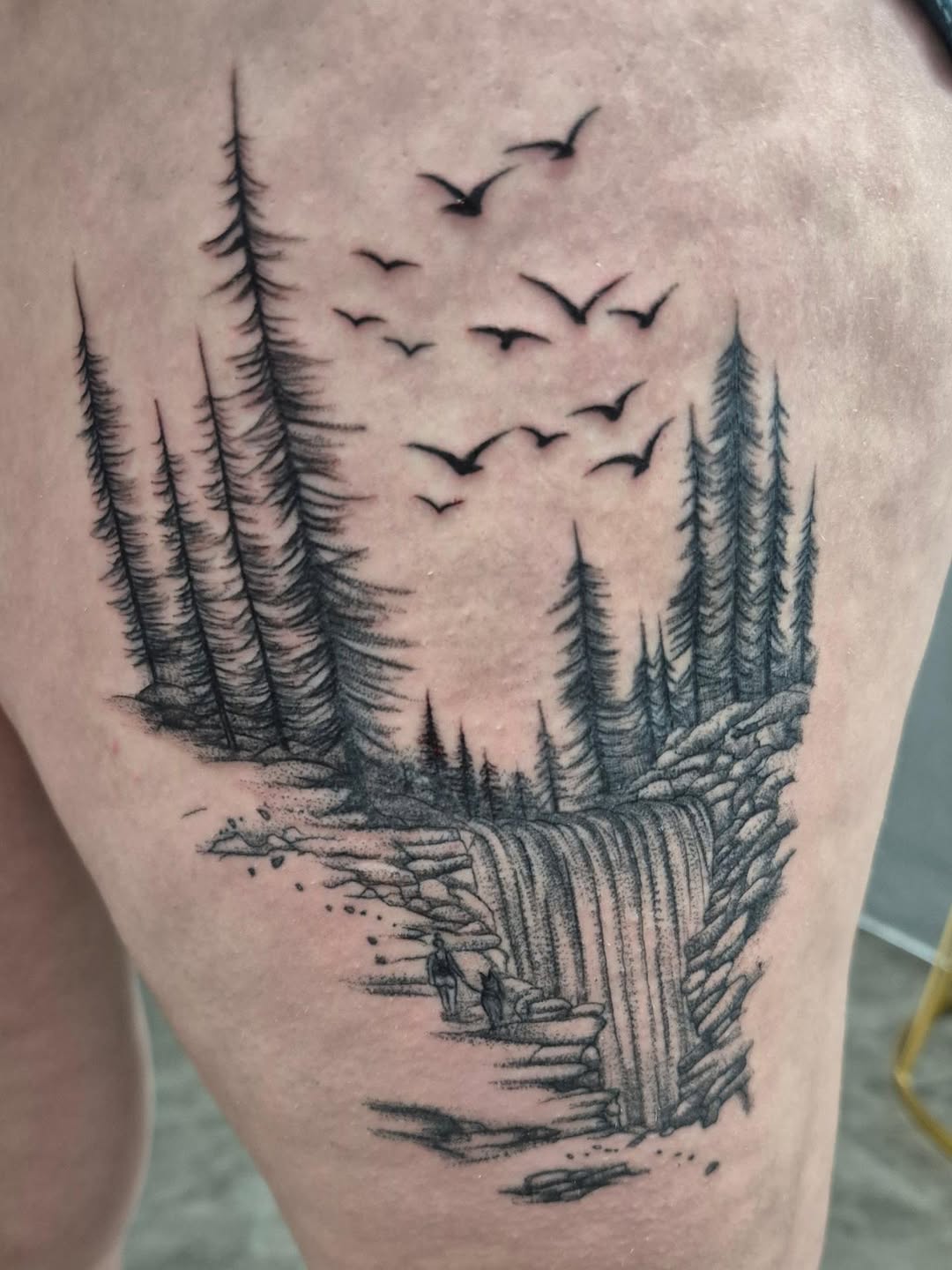Tattoo by @_tc.ink — illustrative, black_and_grey