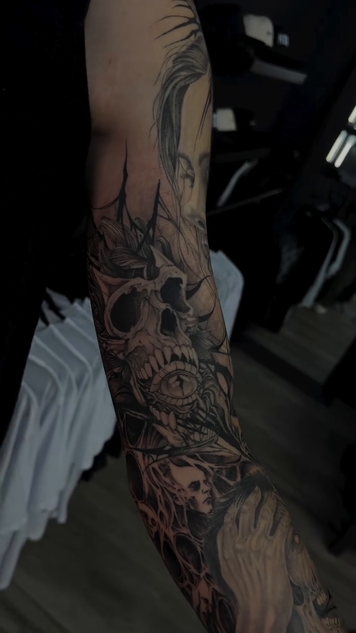 Tattoo by @nicoherreratattoo — dark_realism, black_and_grey