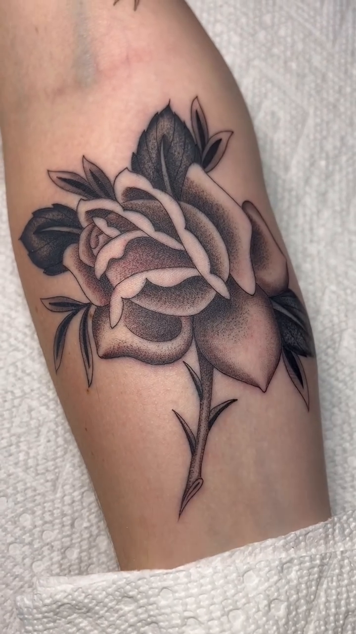 Tattoo by @kaylartattoos — black_and_grey, realism