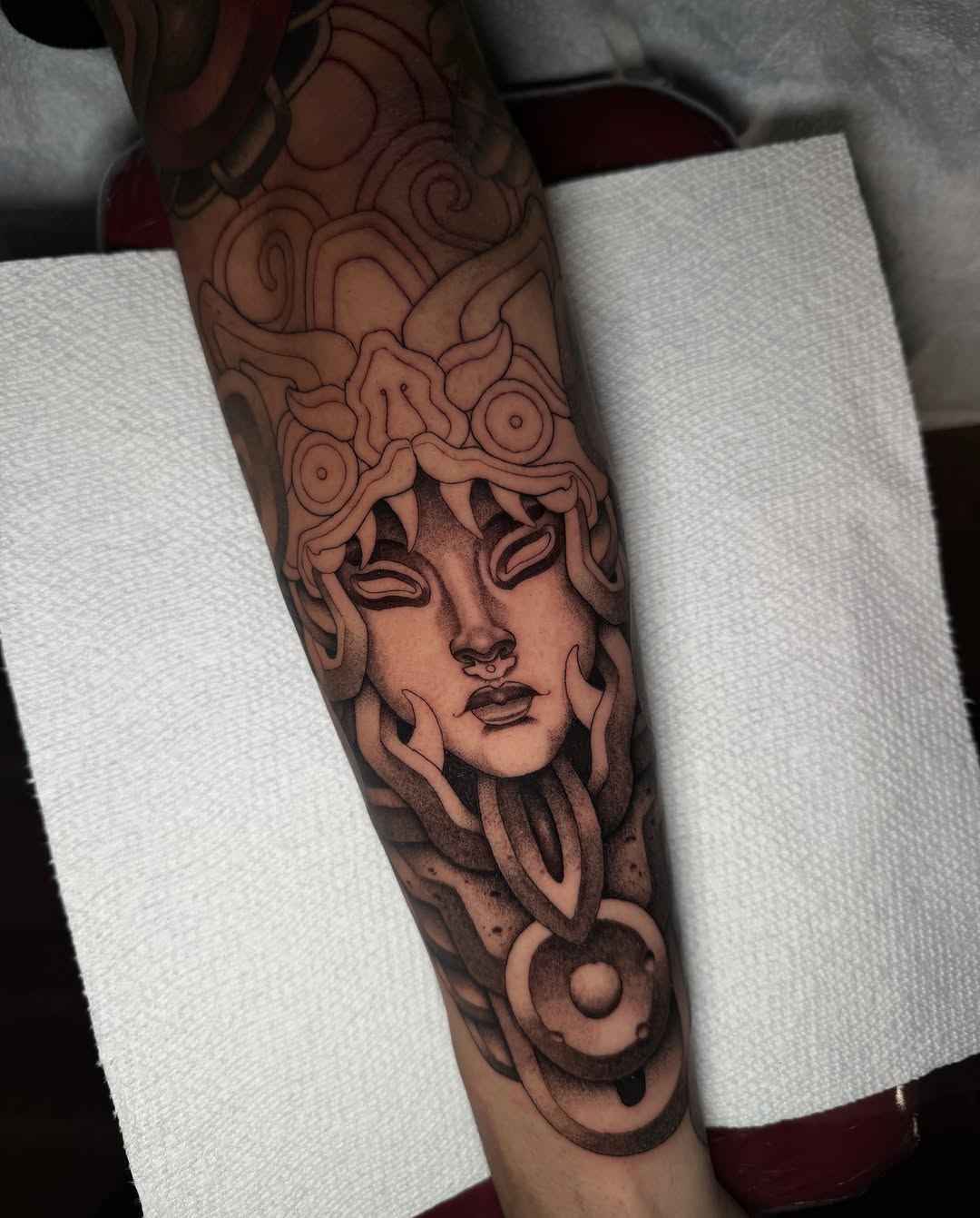 Tattoo by @ruckustattoo — black_and_grey, realism