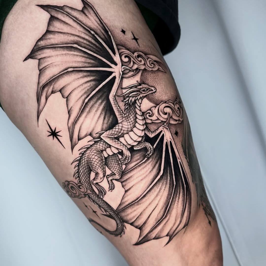 Tattoo by @kathrynsemusart — black_and_grey