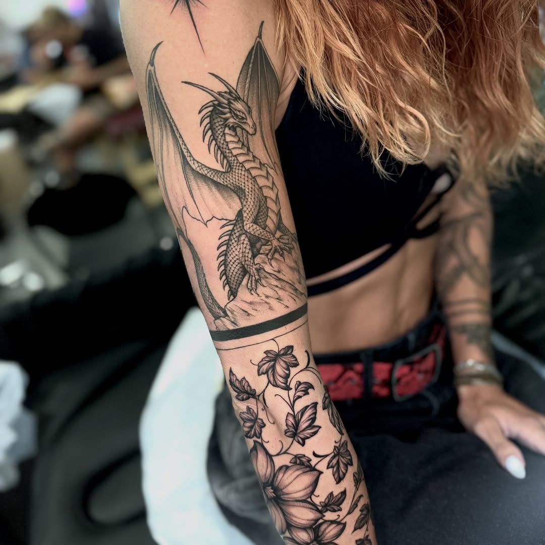 Tattoo by @kathrynsemusart — black_and_grey