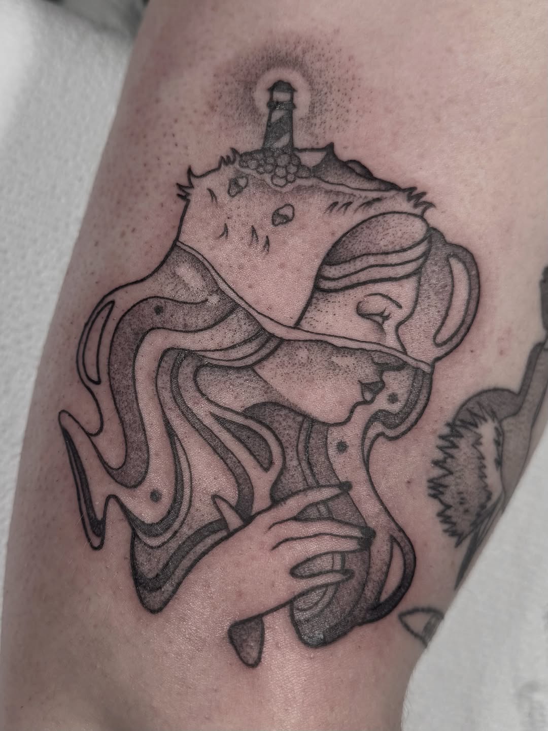 Tattoo by @allyghastly — black_and_grey, illustrative