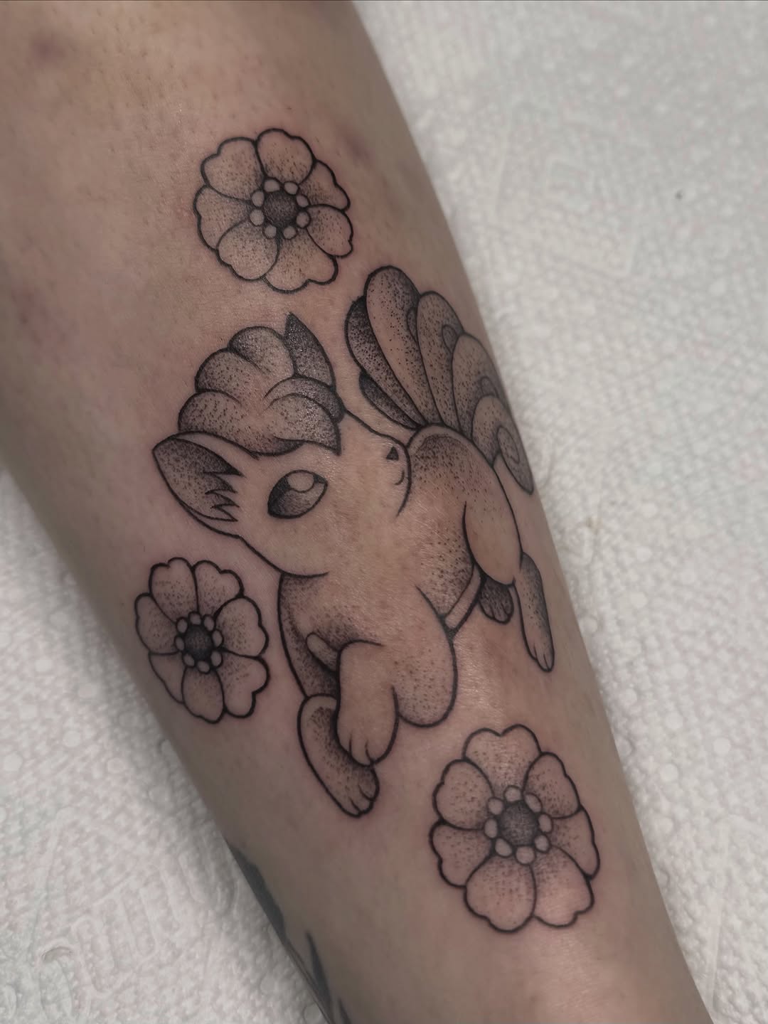 Tattoo by @allyghastly — dotwork, anime