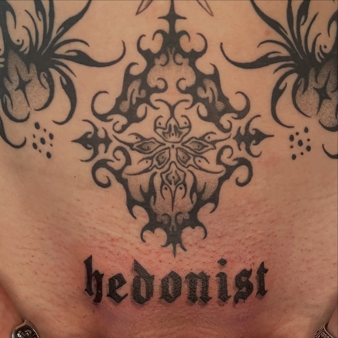Tattoo by @pitypostcard โ lettering_script, blackwork