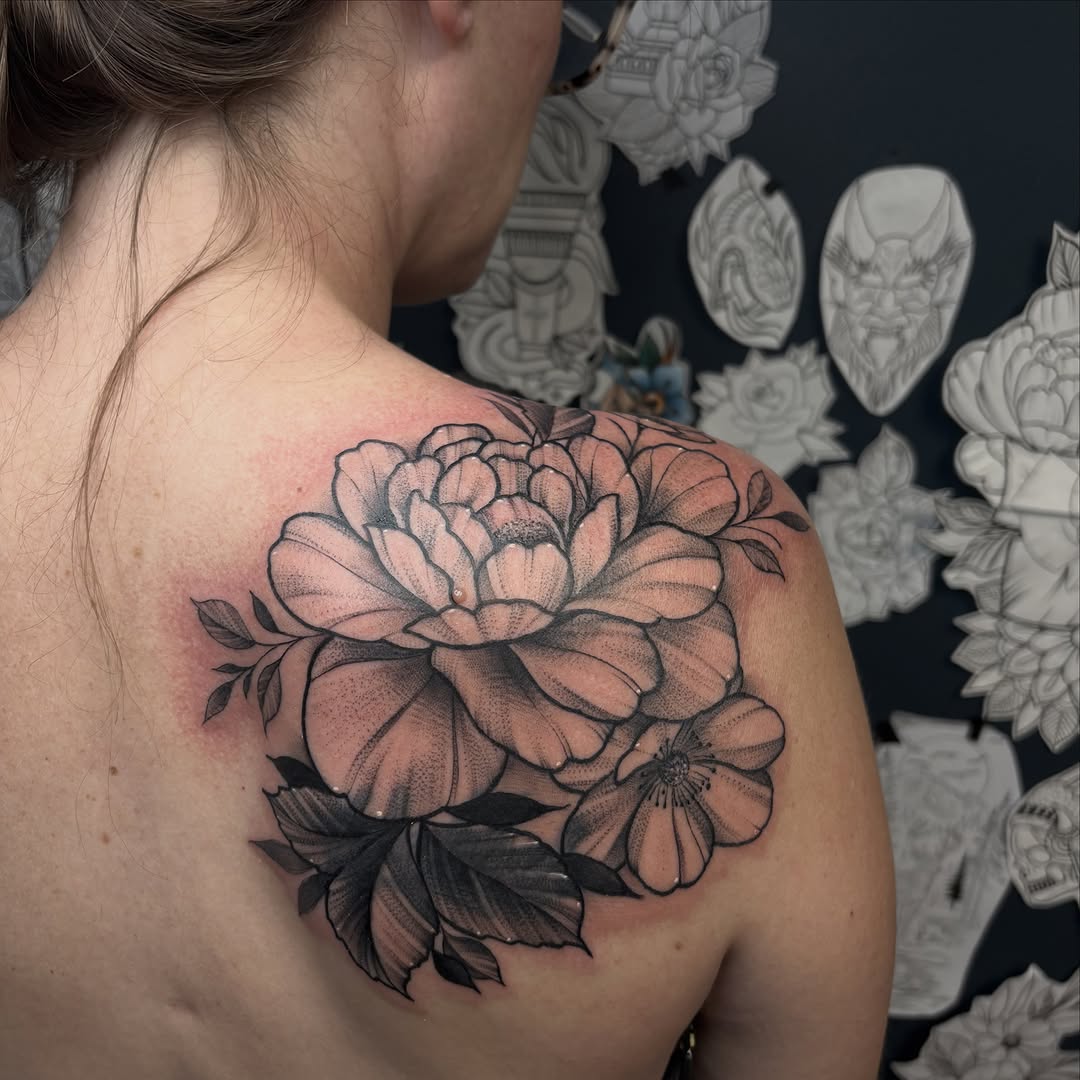 Tattoo by @ketzler_tattoos — black_and_grey, dotwork