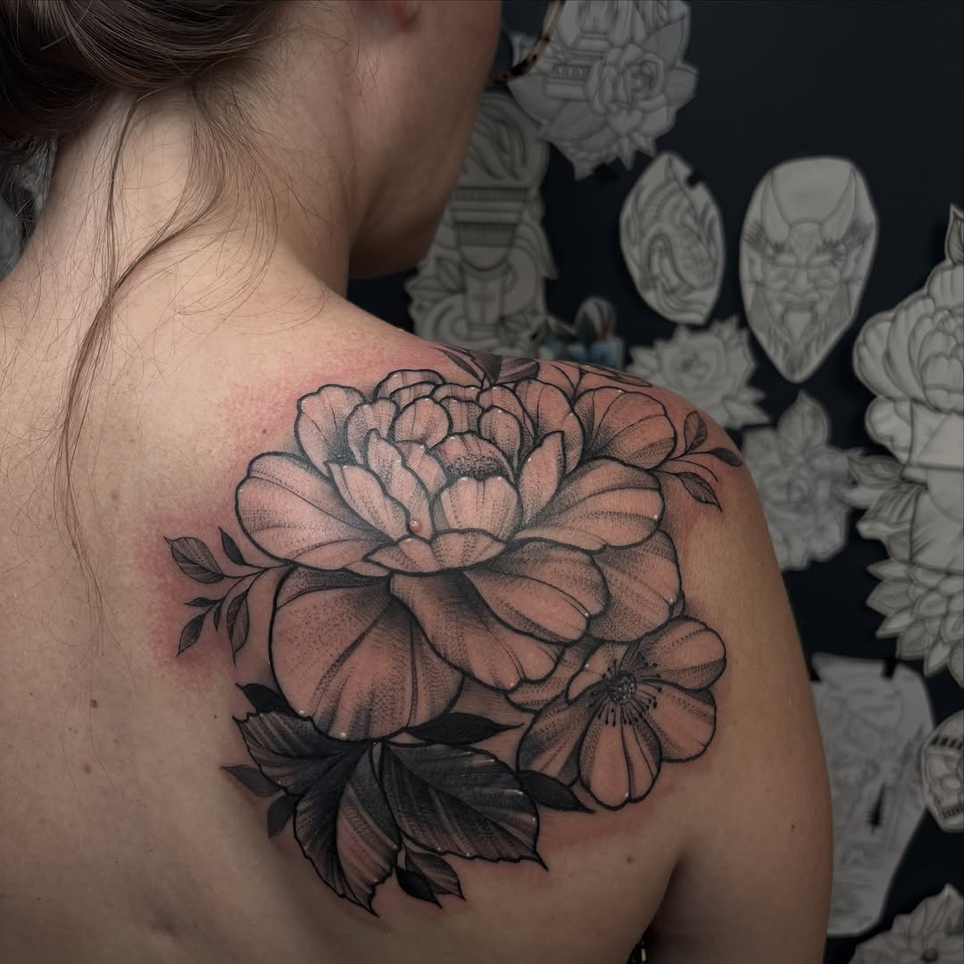 Tattoo by @ketzler_tattoos — black_and_grey, dotwork