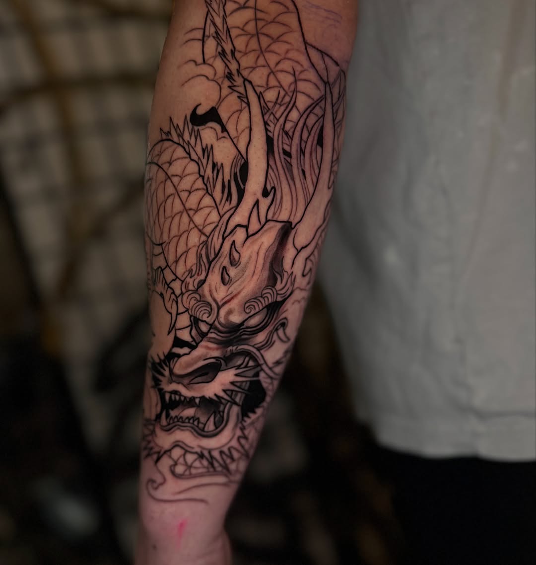 Tattoo by @carter.studios.ink โ japanese_irezumi, black_and_grey