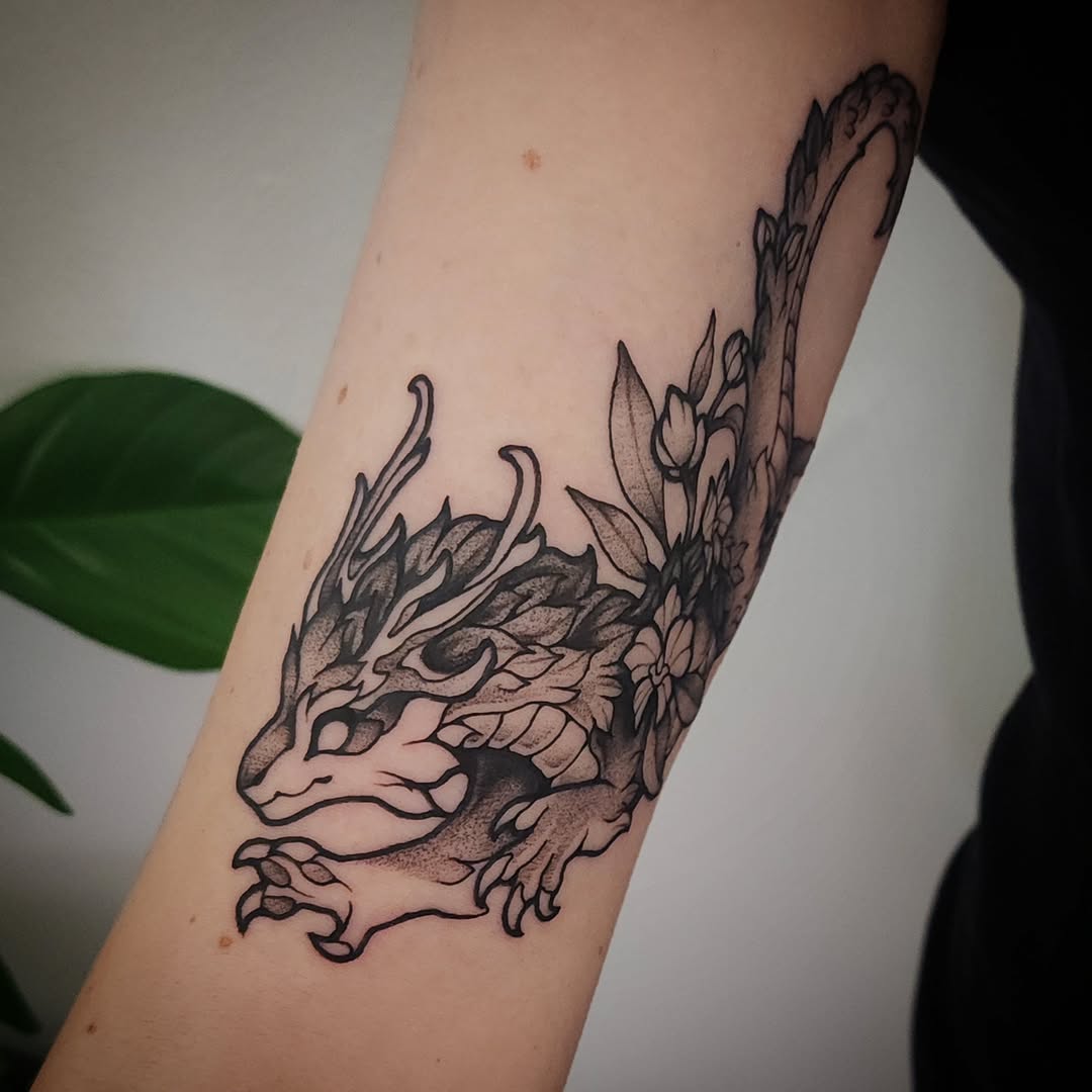 Tattoo by @darkwood.tattoos — black_and_grey, illustrative