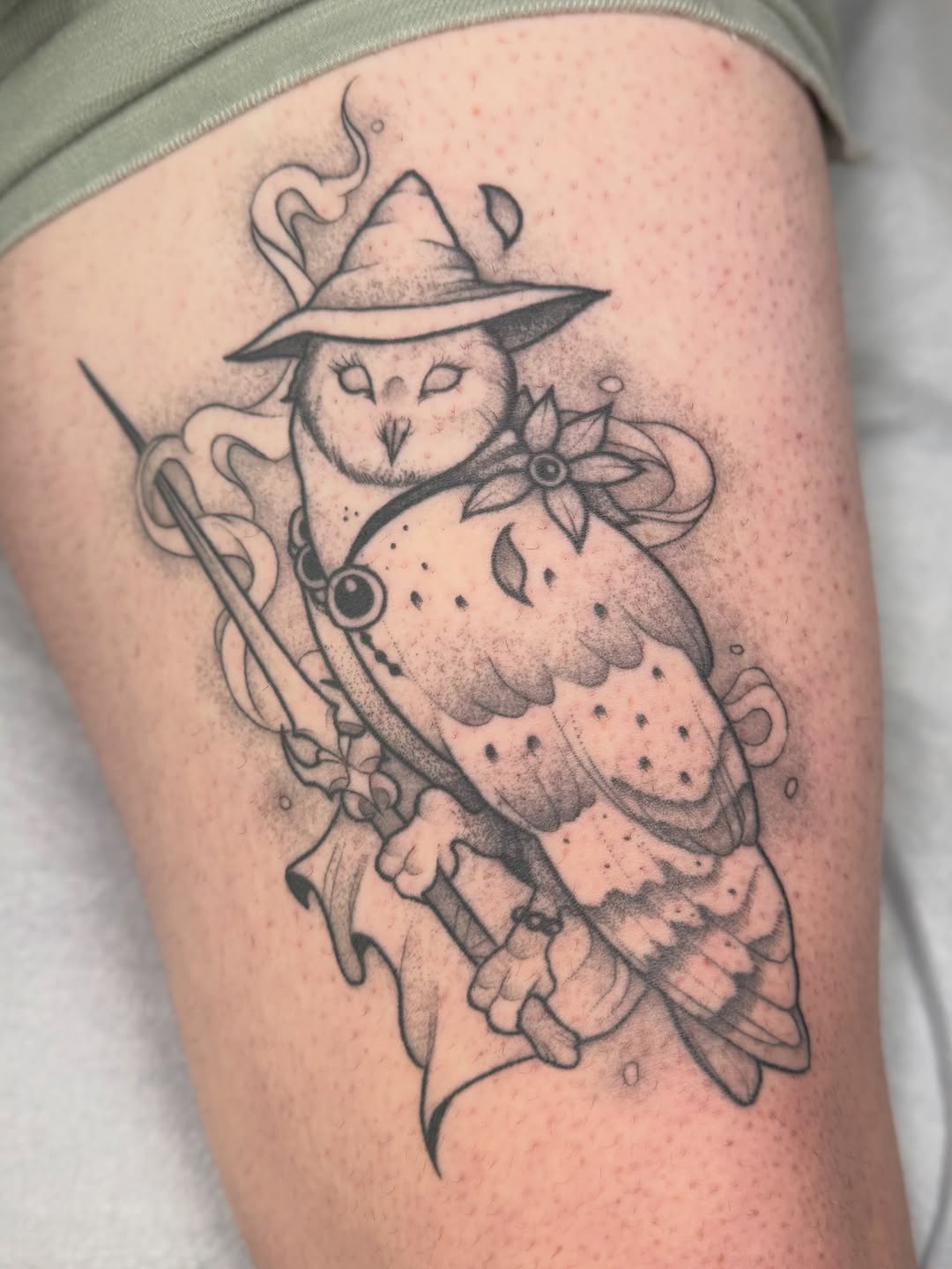 Tattoo by @allyghastly — illustrative, dotwork