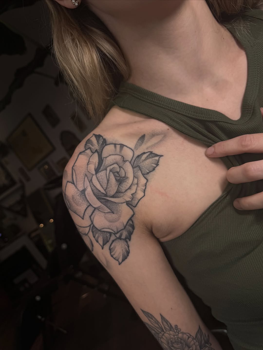 Tattoo by @allyghastly — black_and_grey, realism
