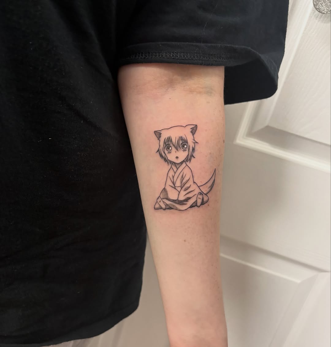 Tattoo by @jennas_drawings — anime, fine_line
