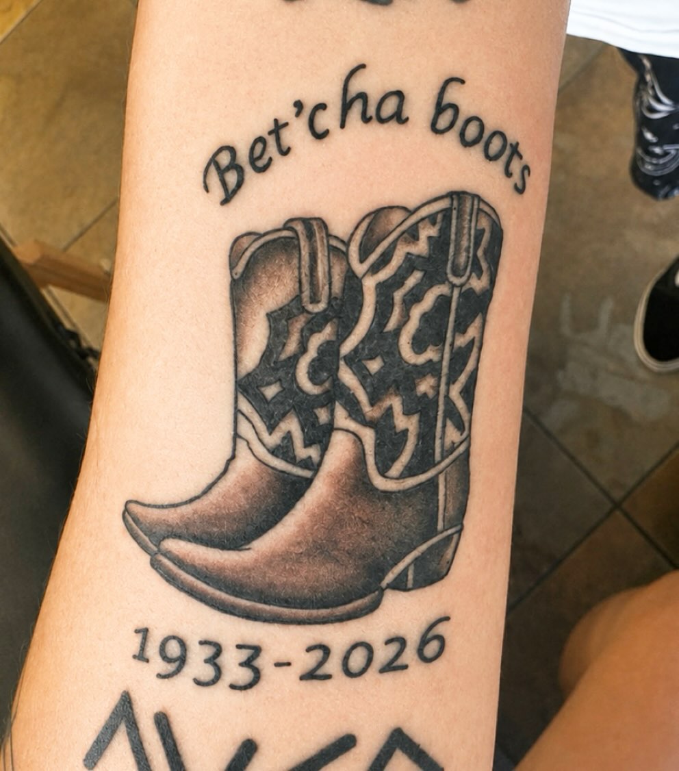 Tattoo by @stoney760 — black_and_grey, lettering_script