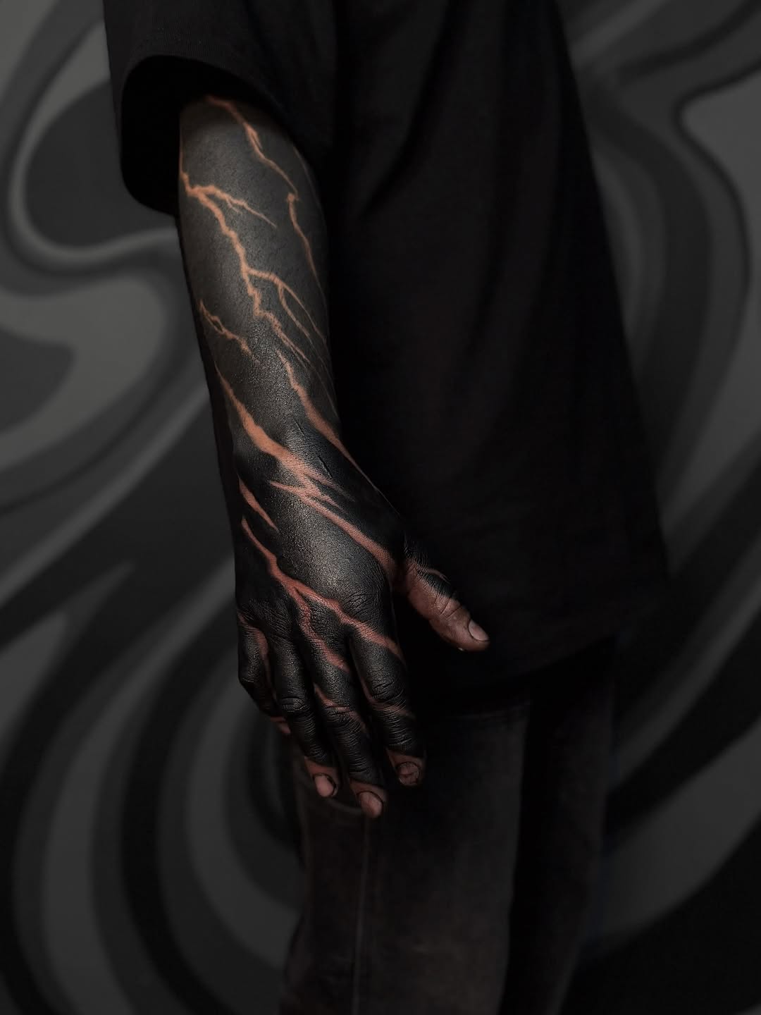 Tattoo by @volta.black — blackwork, trash_polka