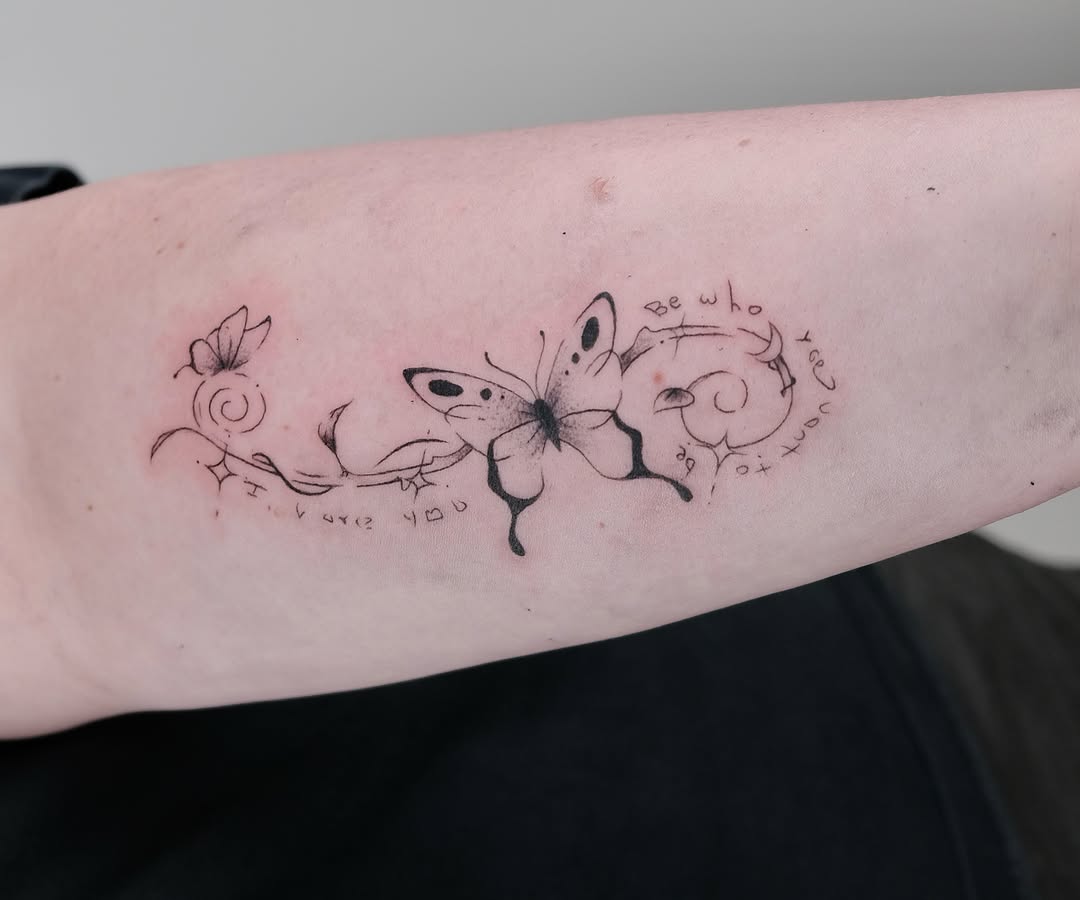 Tattoo by @elanatattoos โ fine_line, lettering_script