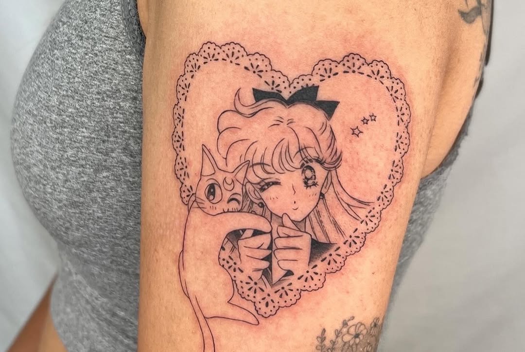 Tattoo by @nhiidles — anime, fine_line