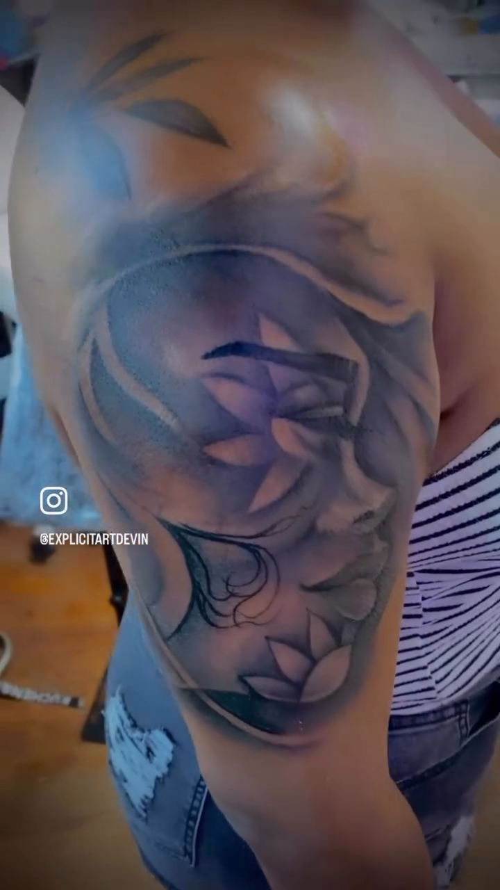 Tattoo by @explicitartdevin — black_and_grey