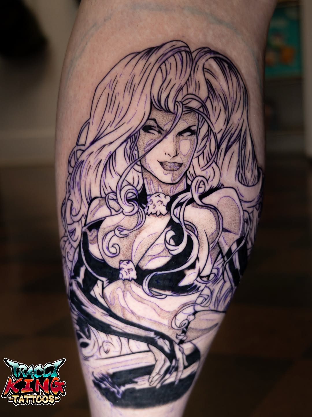 Tattoo by @tracci_king_tattoo — black_and_grey