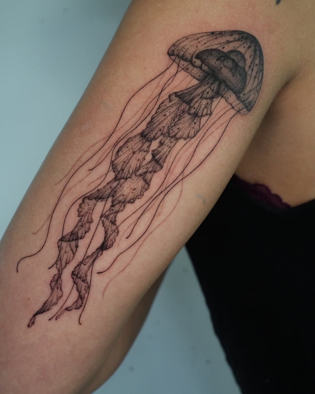 Tattoo by @tattooer_r.tee — black_and_grey, dotwork