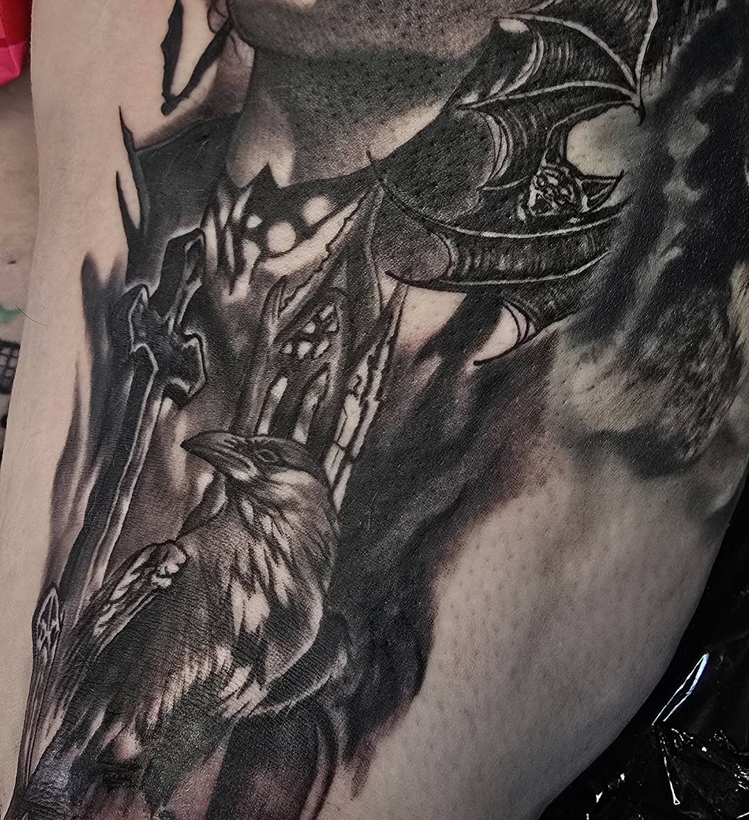 Tattoo by @bn13tattooist — dark_realism, black_and_grey