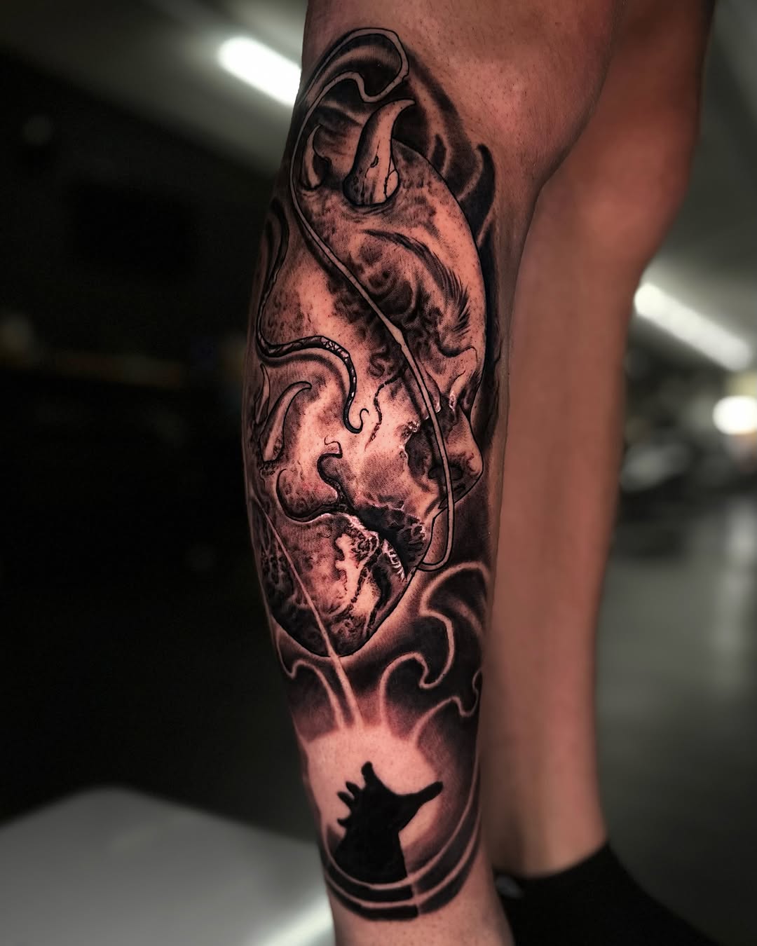 Tattoo by @jessewhitetattoo — blackwork, realism