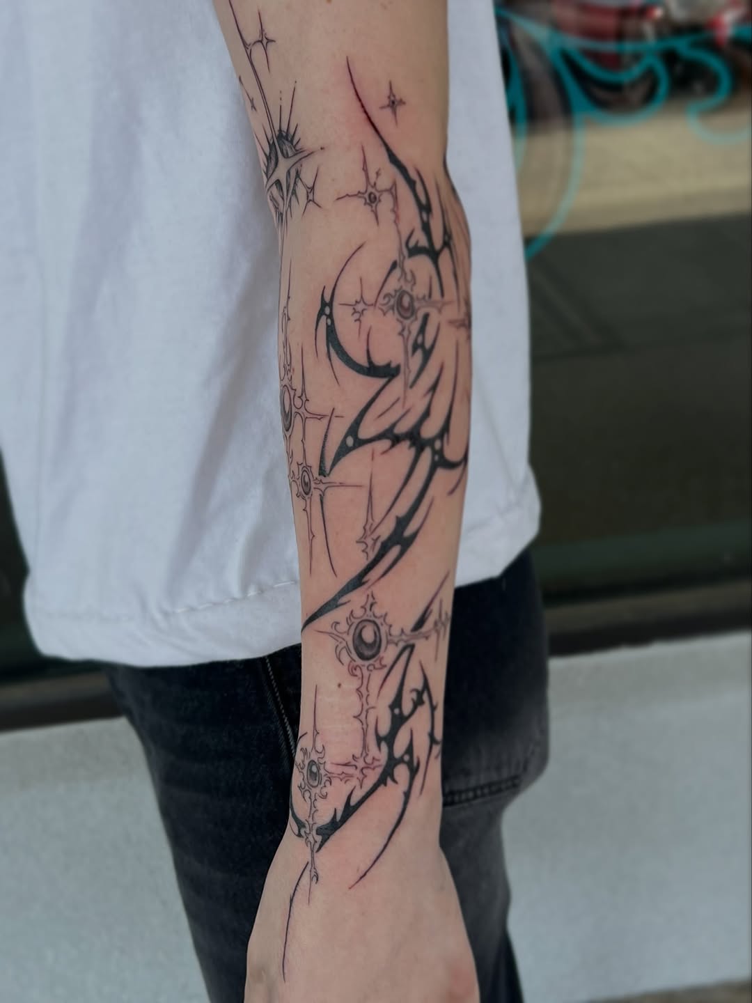 Tattoo by @calliecattats โ illustrative, blackwork