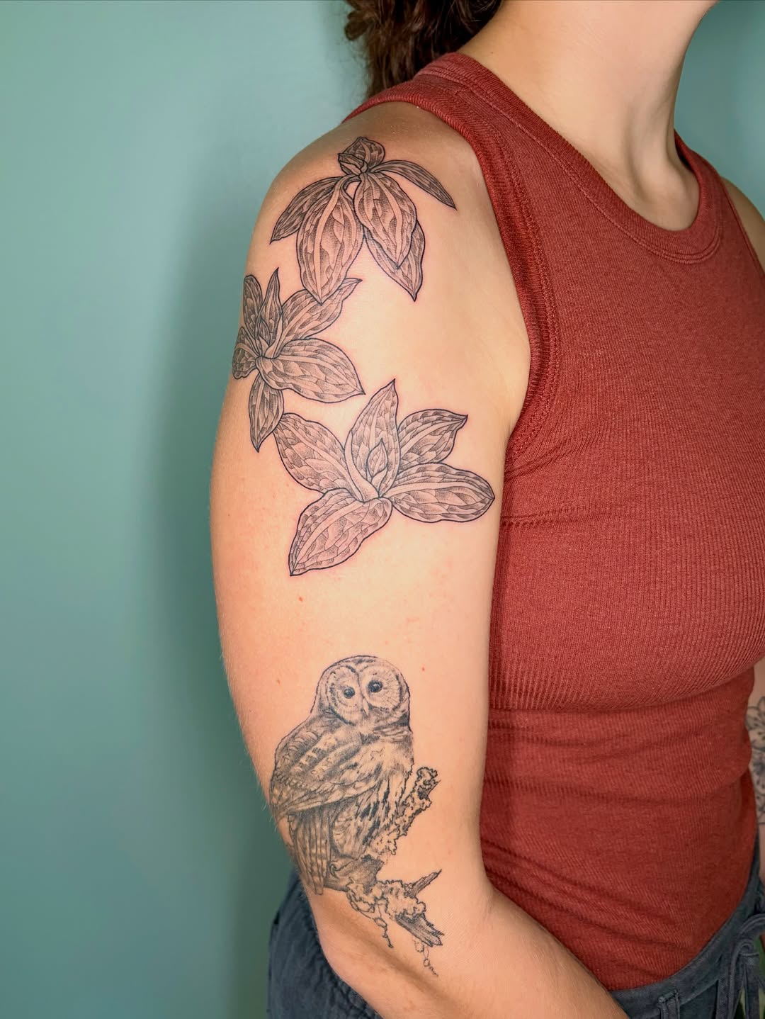 Tattoo by @drawingplantsandthings — black_and_grey