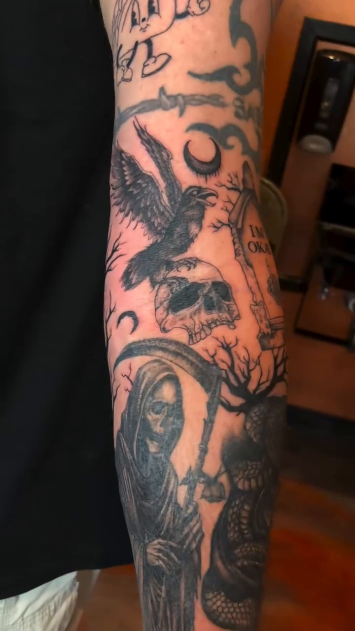 Tattoo by @aguilera_artistry — blackwork, illustrative
