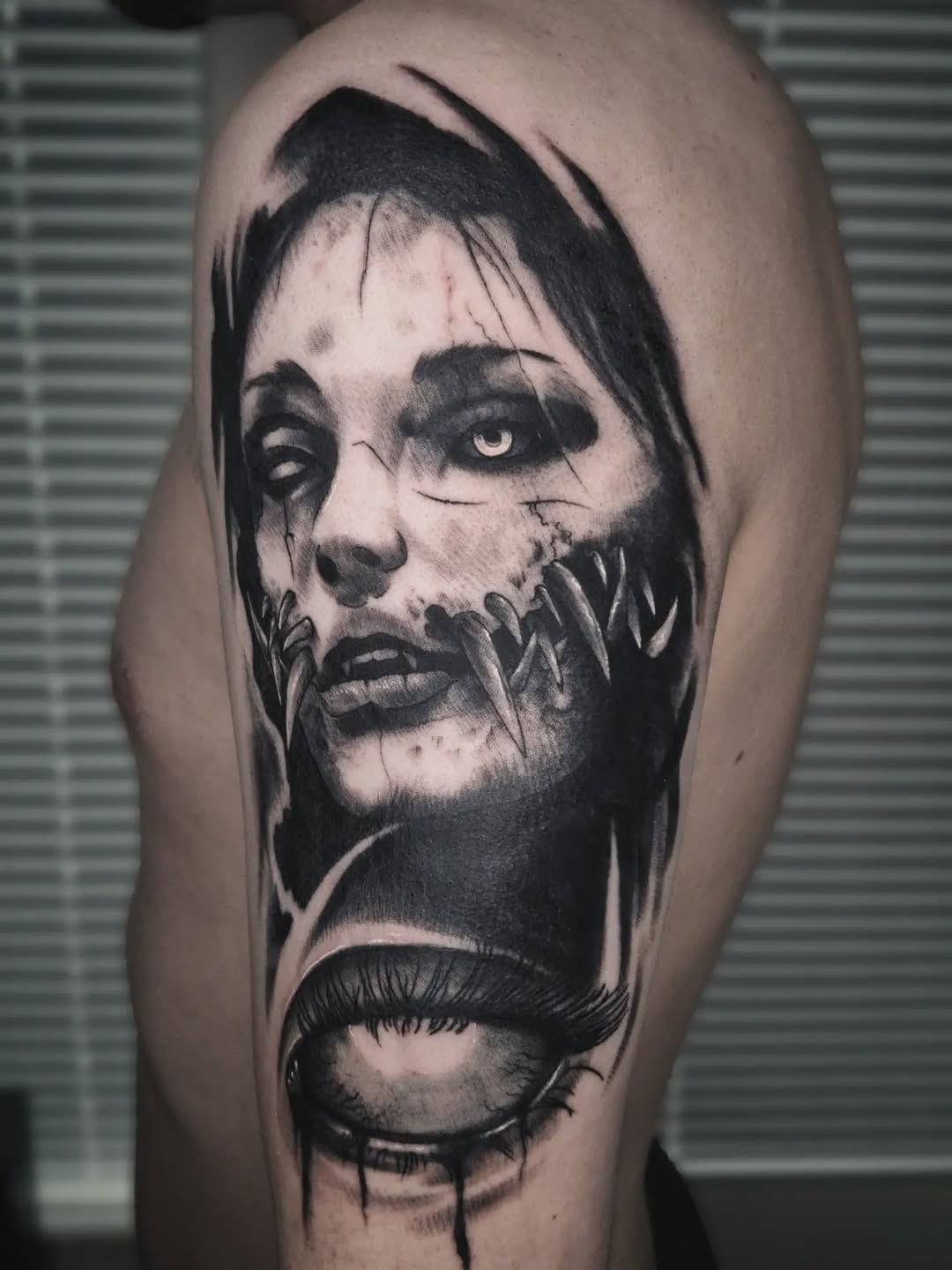 Tattoo by @antihero_tattoo — dark_realism, black_and_grey