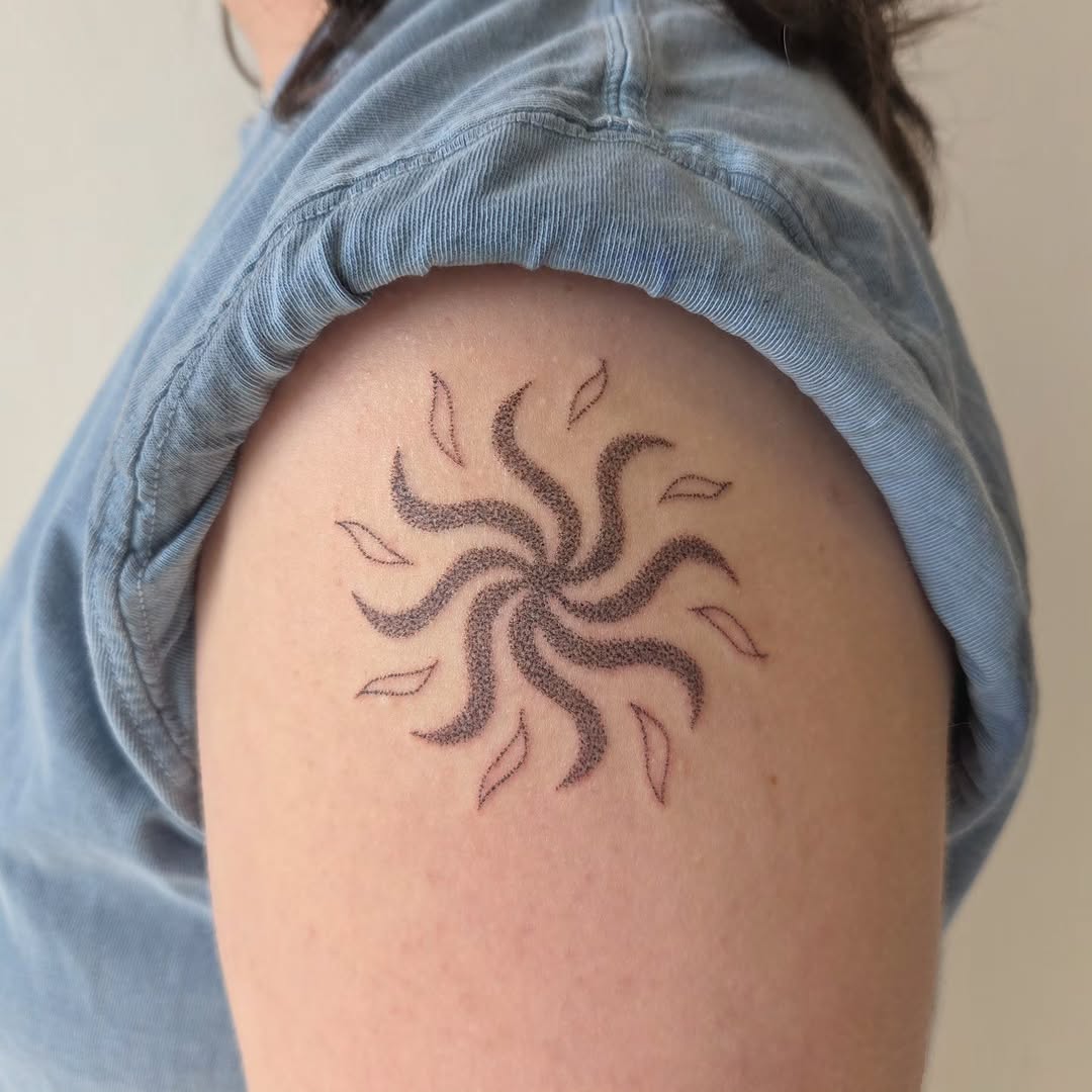Tattoo by @mosaicslush — dotwork, geometric