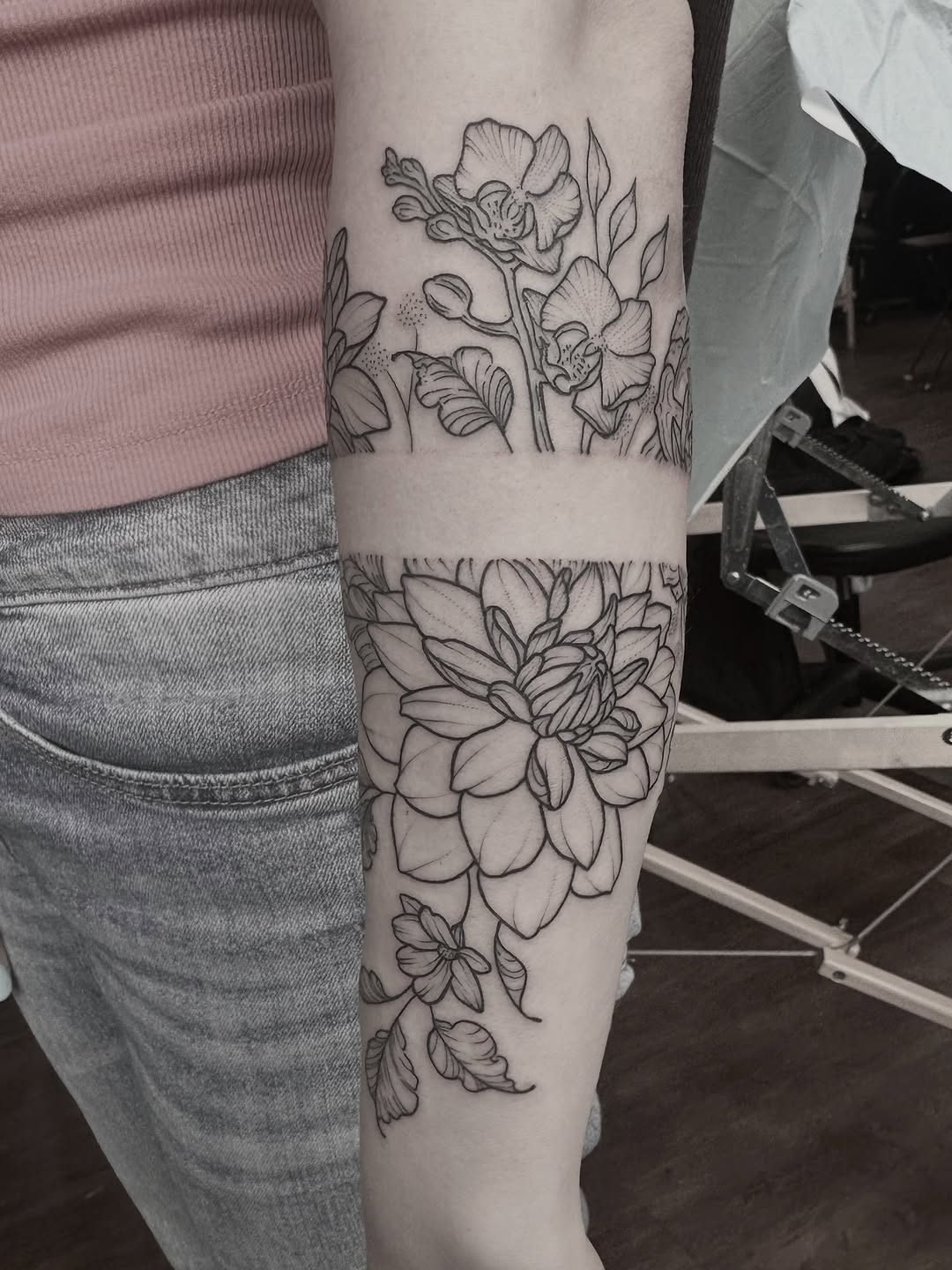 Tattoo by @kmarsdentattoos — fine_line, black_and_grey