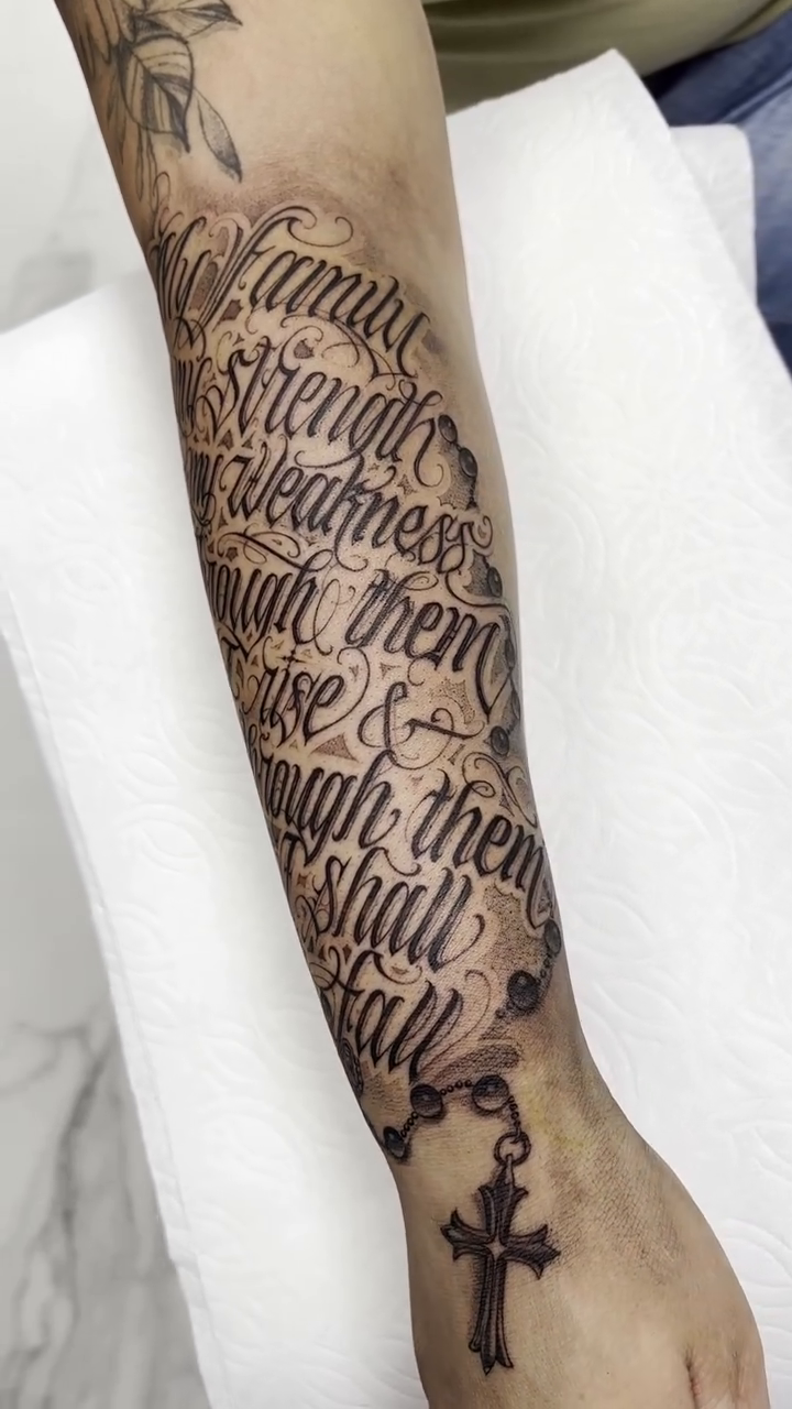 Tattoo by @ashtattooer — lettering_script, chicano