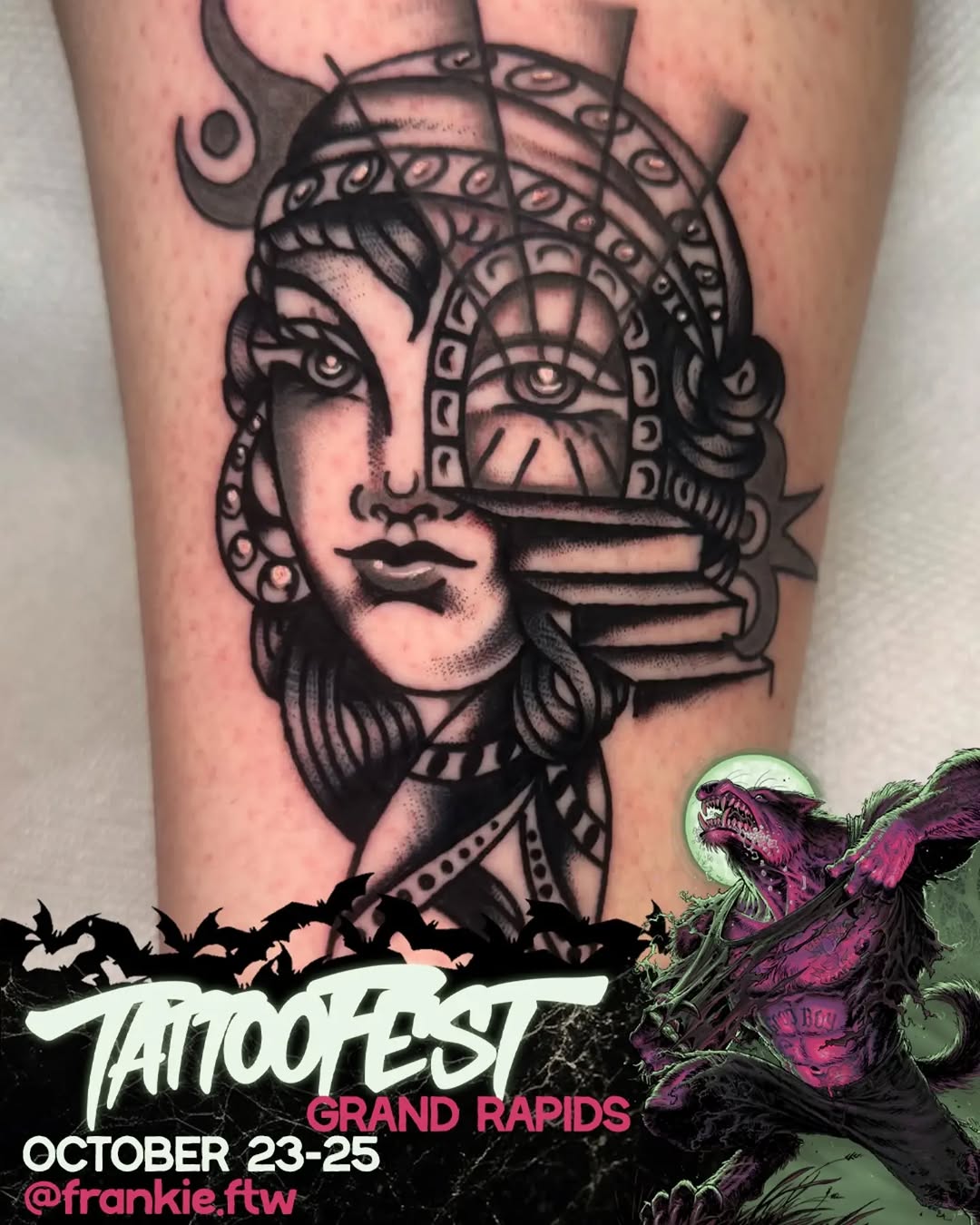 Tattoo by @frankie.ftw — black_and_grey, neo_traditional