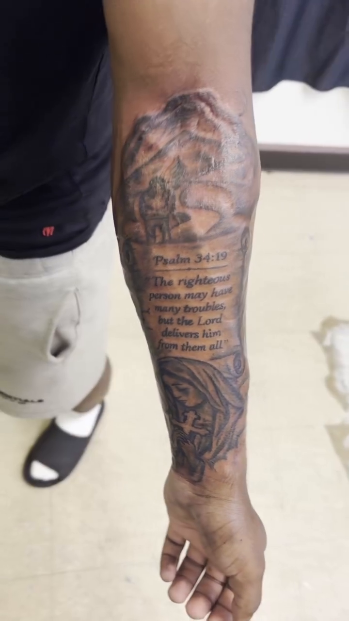 Tattoo by @kashsaucy — black_and_grey, lettering_script