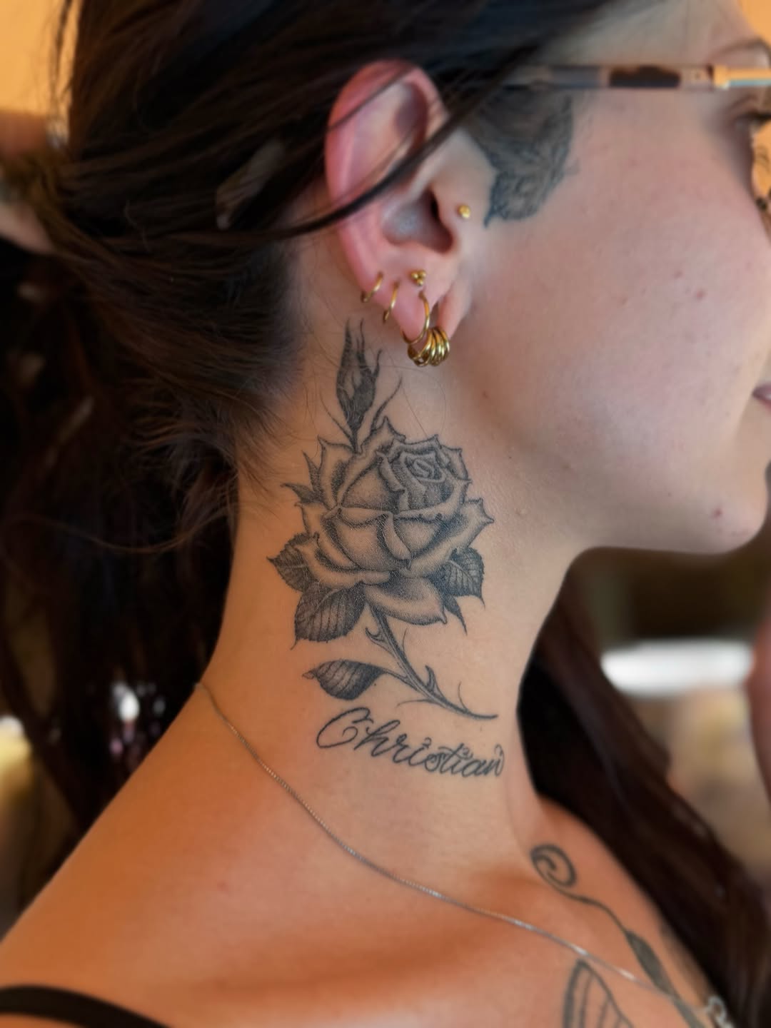 Tattoo by @adriannastabs — black_and_grey, lettering_script