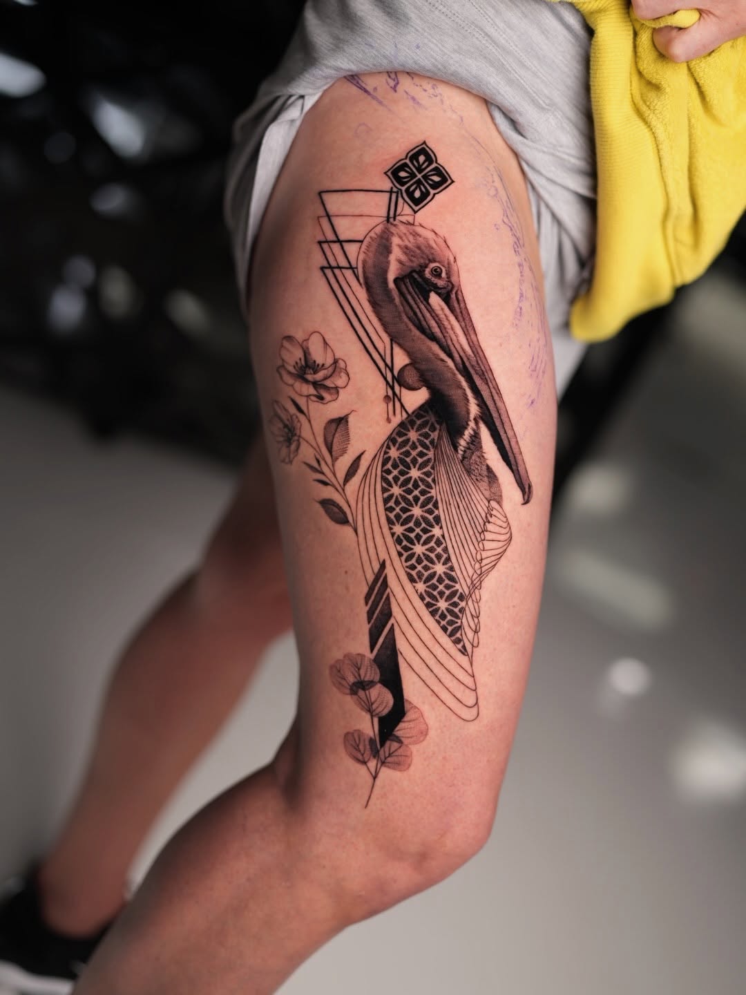 Tattoo by @d.vancasso.ink — illustrative, geometric