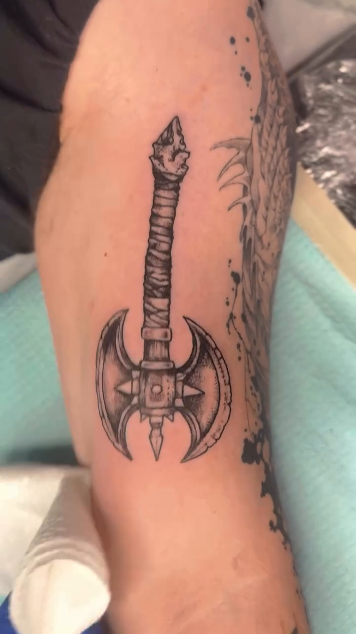 Tattoo by @hellridertattoo — black_and_grey