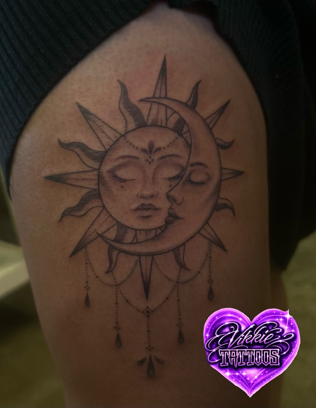 Tattoo by @vikkietattoos — illustrative, black_and_grey