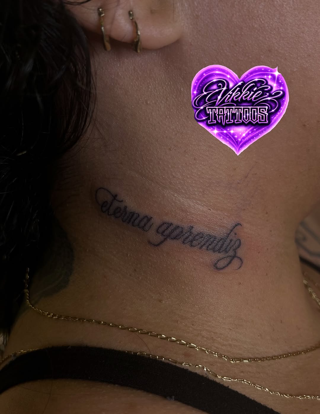 Tattoo by @vikkietattoos — lettering_script, fine_line