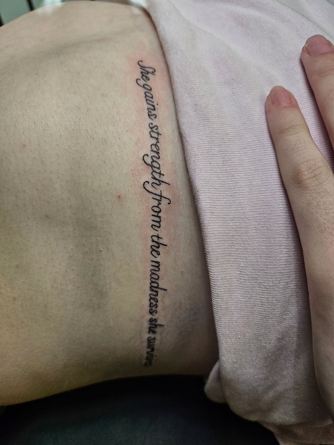 Tattoo by @fireharmonyart — lettering_script, fine_line